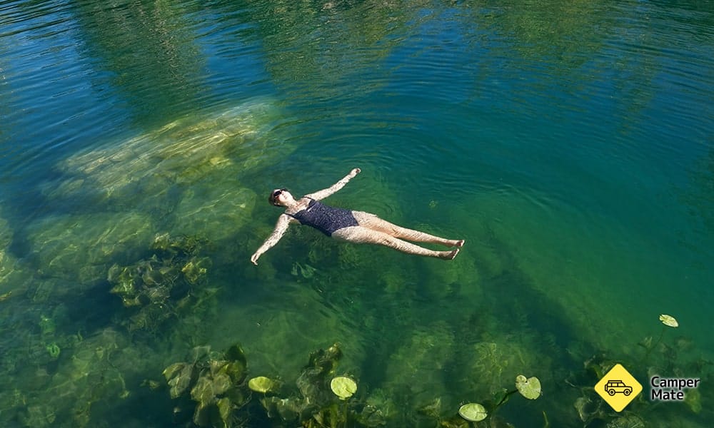 Floating in the water at Indarri Falls